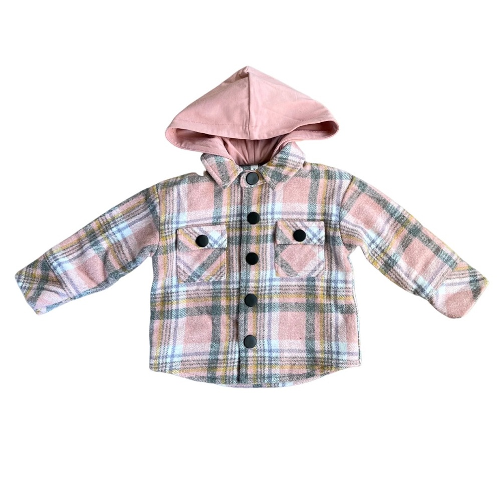 Plaid Hooded Jacket with Pink and Gray